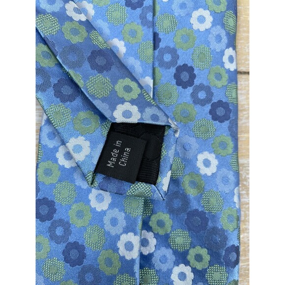 Perry Ellis Portfolio Blue Green Spring Daisies 100% Silk Mens Neck Tie 59"x 3.5 - Picture 4 of 7